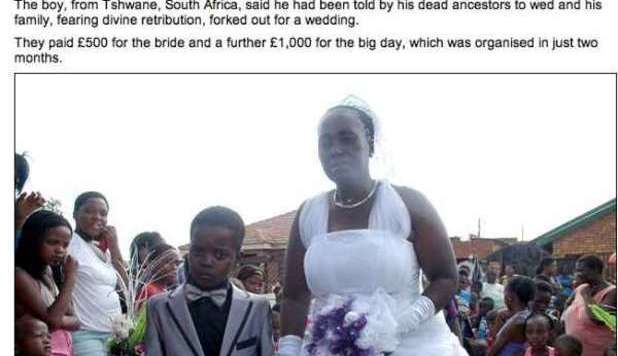 BIMBO DI 8 ANNI SPOSA UNA DONNA DI 61: 'È UN RITO CONTRO GLI SPIRITI MALIGNI' - FOTO - 11/03/2013