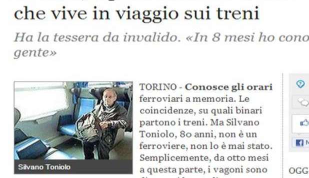 SILVANO, PENSIONATO DISABILE SFRATTATO A 80 ANNI: ORA 'VIVE' IN VIAGGIO SUI TRENI - FOTO - 18/04/2013