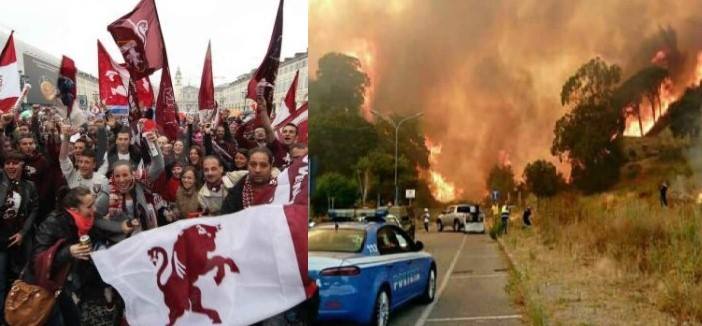 VESUVIO IN FIAMME, ROGHI INFERNALI: MERAVIGLIOSO GESTO DEGLI ULTRAS DEL TORINO - DA BRIVIDI - 27/07/2017