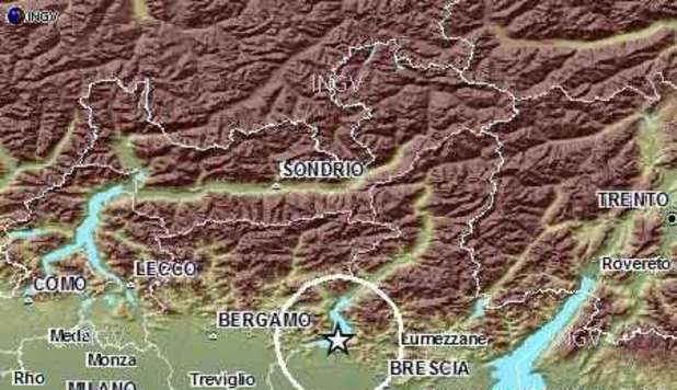 TERREMOTO TRA BERGAMO E BRESCIA. SCOSSA DI 3.1 - 26/02/2013
