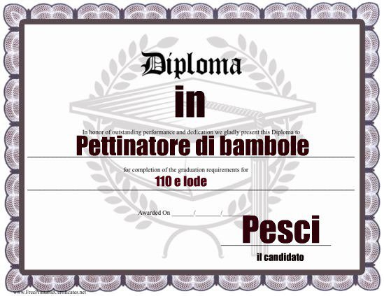 Un diploma  per ogni segno zodiacale: PESCI - 27/04/2012