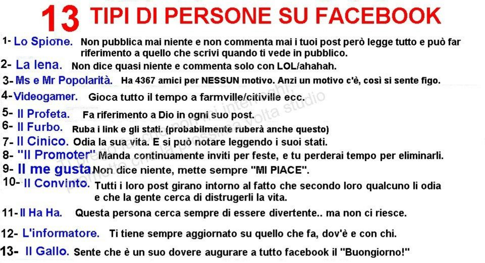 I 13 TIPI DE PERSONE SU FACEBOOK !! - 25/05/2012