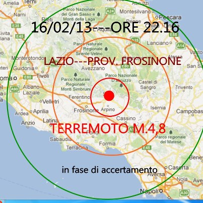 Terremoto nel frusinate. Trema anche Roma. Persone che fuggono da case e locali - Video - 17/02/2013