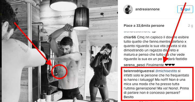IANNONE SI TATUA ''BELEN'' SUL PETTO, I FAN LO ATTACCANO E LEI LO DIFENDE - 11/10/2016