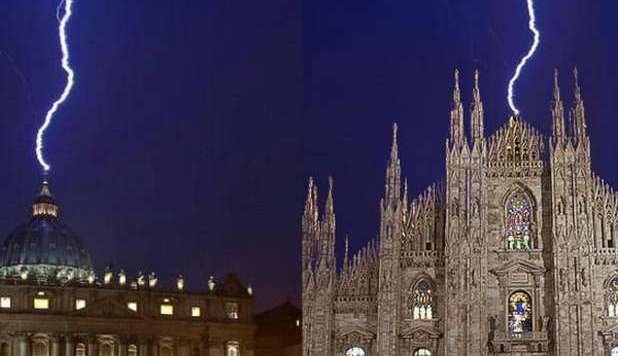 FULMINE SU SAN PIETRO, IL WEB: 'FALSO', E INVECE... LA BUFALA È QUELLA DEL DUOMO - 12/02/2013