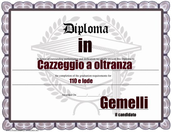 Un diploma per ogni segno zodiacale: GEMELLI - 27/04/2012