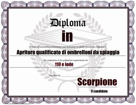 Un diploma per ogni segno zodiacale: SCORPIONE - 27/04/2012