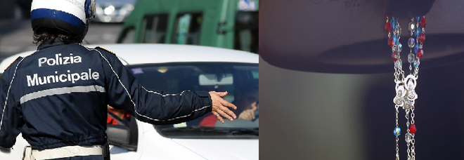 FERMATO E DENUNCIATO DALLA VIGILESSA PER IL ROSARIO APPESO ALLO SPECCHIETTO - 23/10/2014