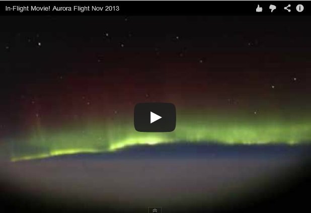 L'AURORA BOREALE DAL FINESTRINO DI UN AEREO - VIDEO - 30/12/2013