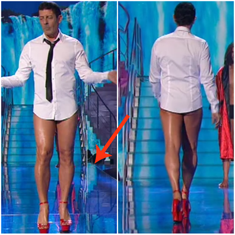 LAURENTI SFILA IN CAMICIA E TACCHI MA IL DETTAGLIO NON PASSA INOSSERVATO: LO AVETE NOTATO ANCHE VOI? - 01/05/2016